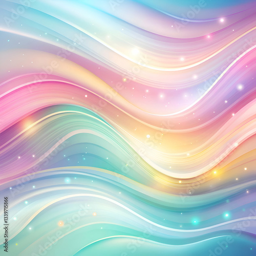 Abstract pastel waves with glowing lights.