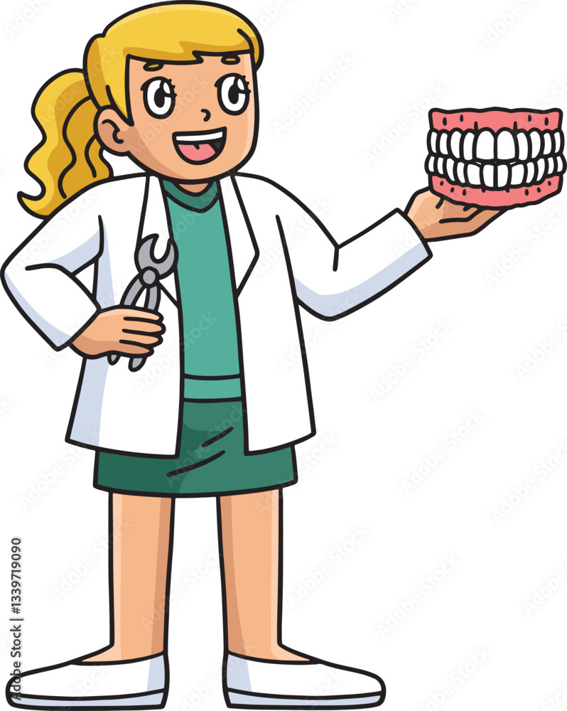 Female Dentist Doctor Holding Dentures Clipart Female Dentist Doctor Holding Dentures Clipart