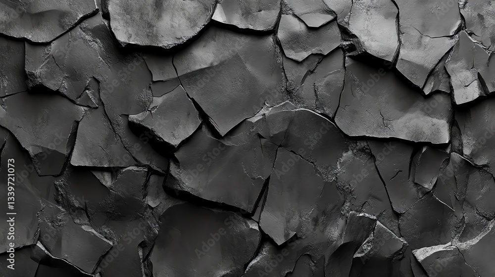 Detailed Black Rock Wall Texture with Sharp Edges and Shadows Detailed Black Rock Wall Texture with Sharp Edges and Shadows