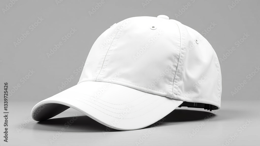 Snapback baseball cap mockup, white baseball cap on grey background
Snapback baseball cap mockup, white baseball cap on grey background