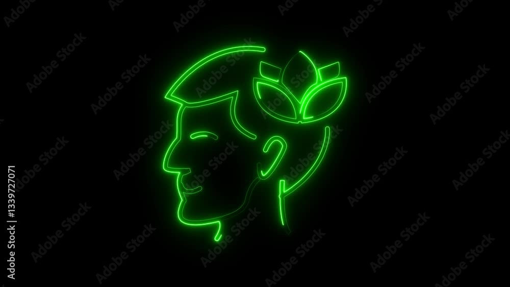 Glowing neon relax icon isolated on black background. HD Video motion graphic animation Glowing neon relax icon isolated on black background. HD Video motion graphic animation