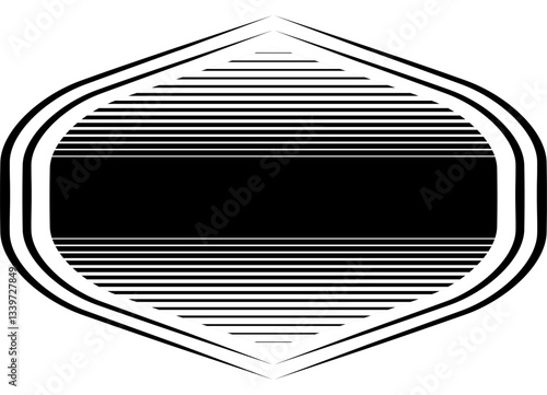 Vector modern black and white pattern in the form of a shield or label. Design element from lines. Vector background for covers, textiles, advertising, packaging.
