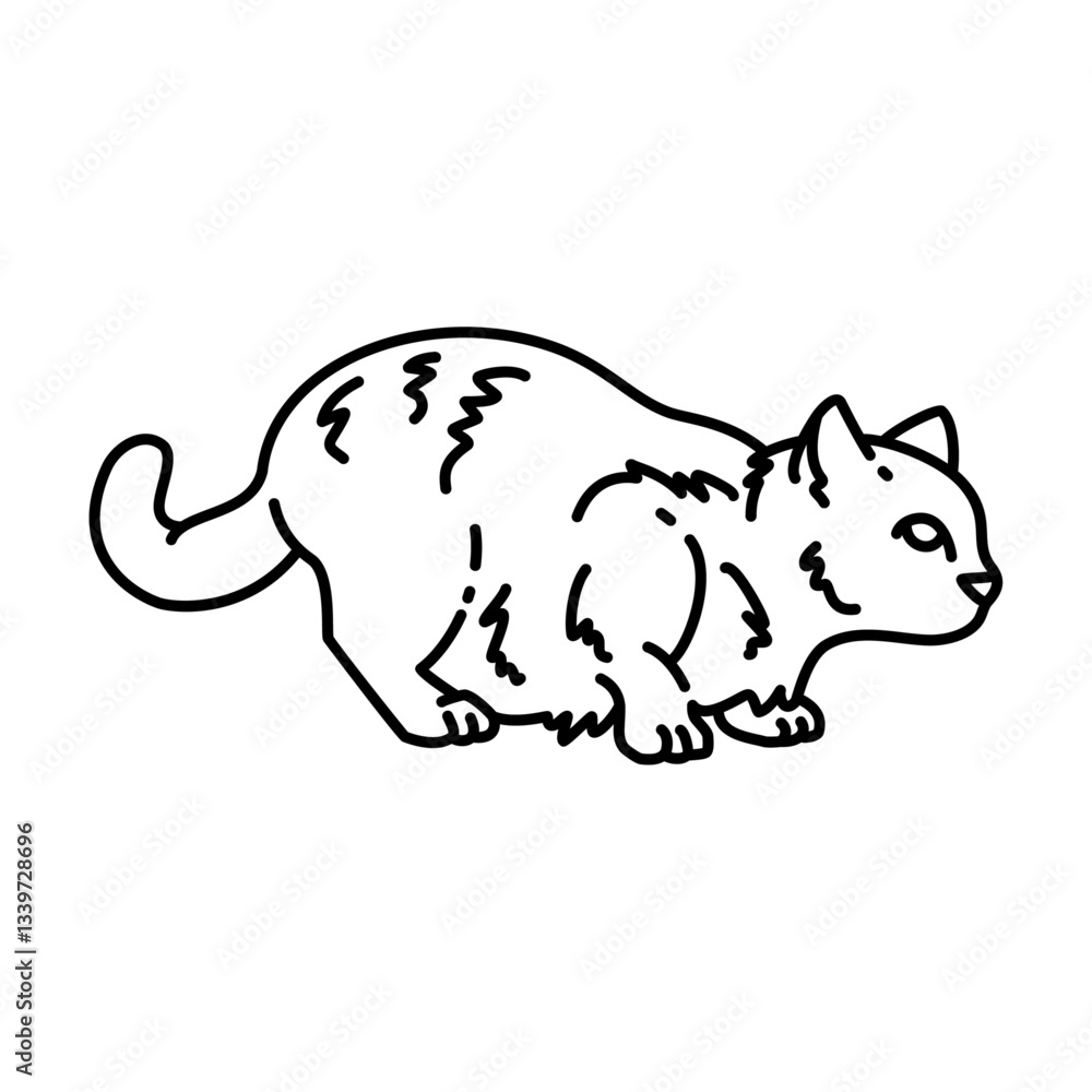 cat staring outline illustration. cat line illustration. cat staring outline illustration. cat line illustration.