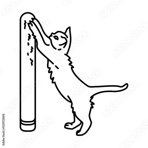 cat scratching outline illustration. cat line illustration.