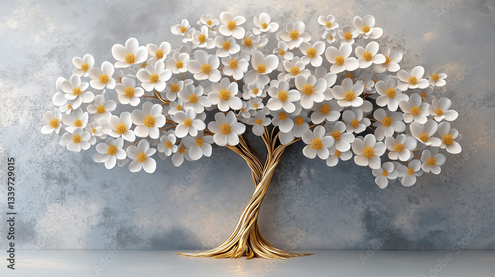 white tree with flowers