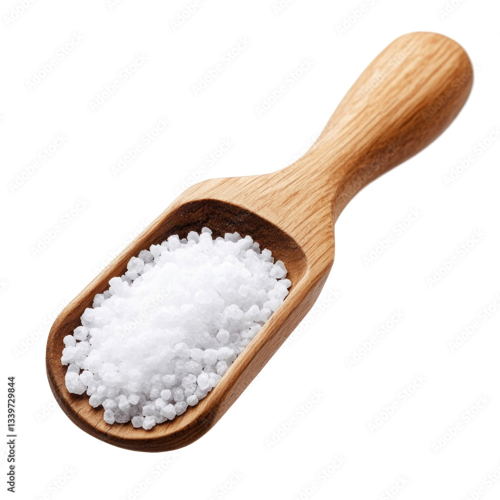 sea salt in a wooden spoon isolated on transparent background sea salt in a wooden spoon isolated on transparent background