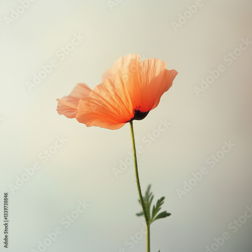 Single Icelandic poppy plant