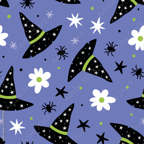 Witch Hat Pattern Wizard Hat Background Halloween Seamless Pattern