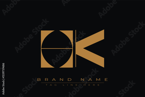 HK initial letter logo design. Letter H and K luxury alphabet letter logo icon template