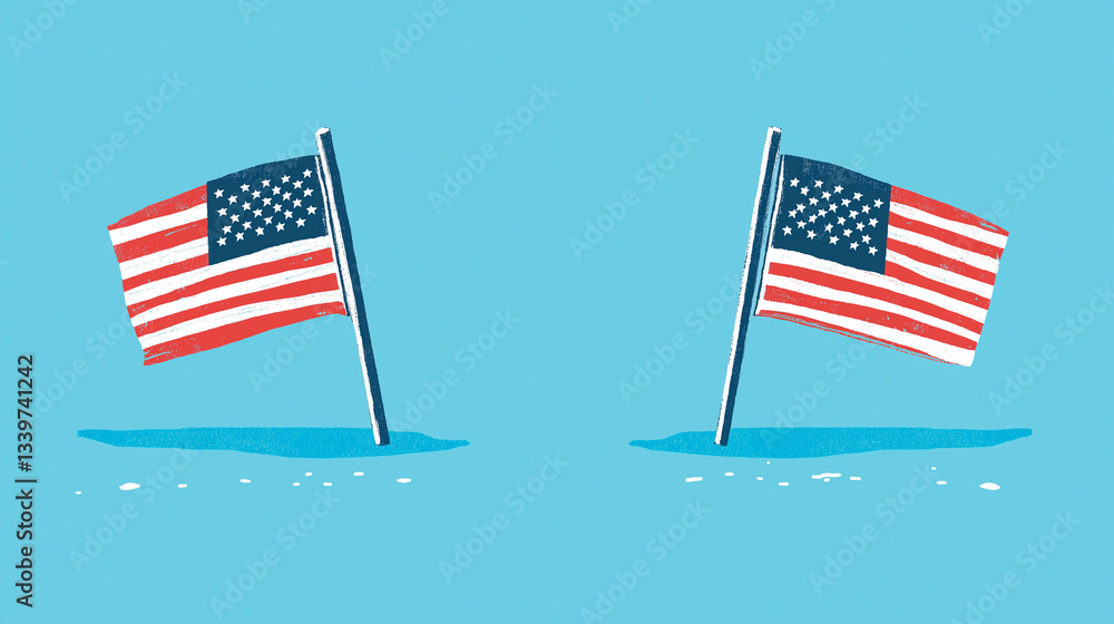 usa flag on blue background