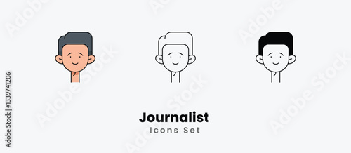 Journalist  Icons thin line and glyph vector icon stock illustration