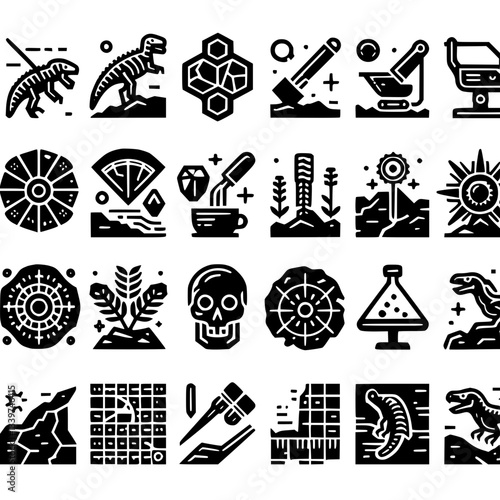 paleontology Icon Set