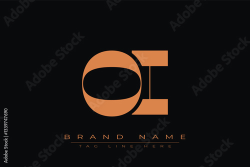 OI initial letter logo design. Letter O and I luxury alphabet letter logo icon template