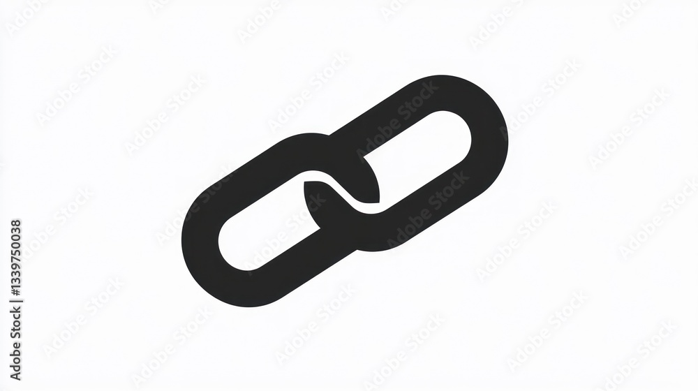 Linked Chain Icon Minimalist Black and White Design for Connectivity Technology and Web Link Linked Chain Icon Minimalist Black and White Design for Connectivity Technology and Web Link