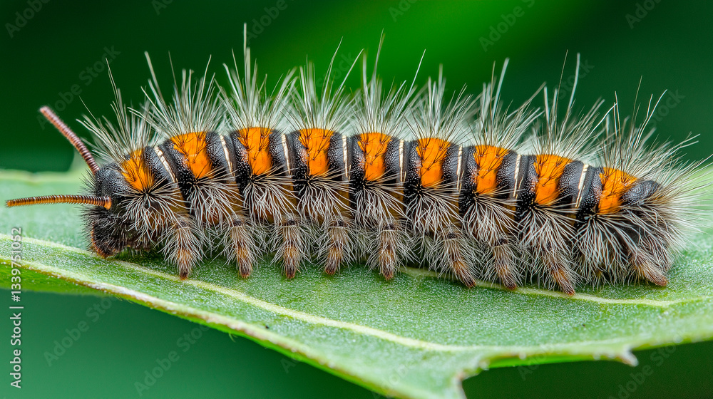 a caterpillar in a tropical leaf