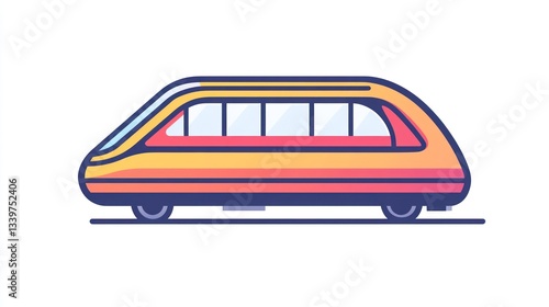 Modern Train Illustration Featuring Streamlined Design and Vibrant Colors for Transportation Th