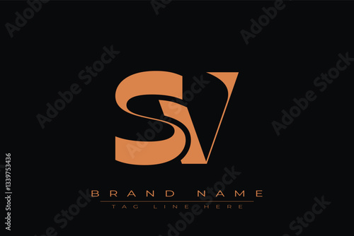 SV initial letter logo design. Letter S and V luxury alphabet letter logo icon template