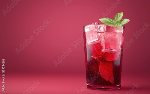 Wallpaper Mural Refreshing iced hibiscus tea, isolated on a deep pink background Torontodigital.ca