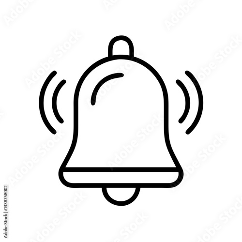 Black outlined ringing bell icon in minimalistic design