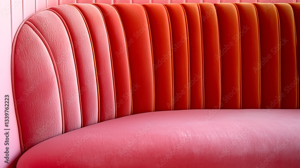Fototapeta premium Curved, ribbed sofa with gradient color