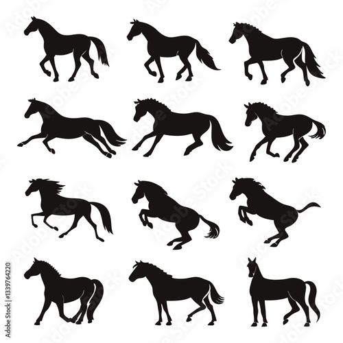 Horse silhouette illustration bundle vector design