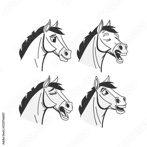 Horse face silhouette illustration bundle vector design
