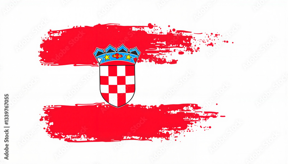 Naklejka premium Artistic Croatia flag with hand-drawn elements on white background, national symbol