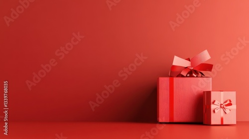 Wallpaper Mural Red Presents on Red Background: A Festive Minimalist Composition Torontodigital.ca