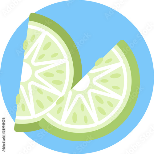 Lime wedges: Sliced lime pieces often added to drinks for decoration and zest.