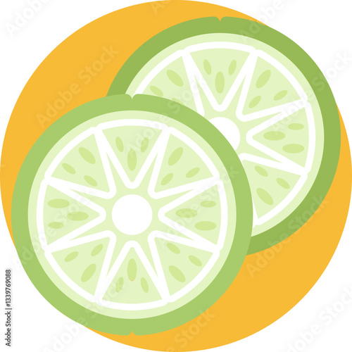 Lime slices: A visual representation of lime segments, commonly seen in cocktail presentations.