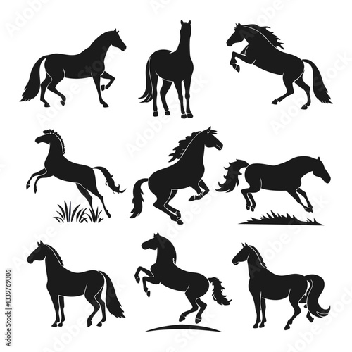Horse silhouette illustration bundle vector design