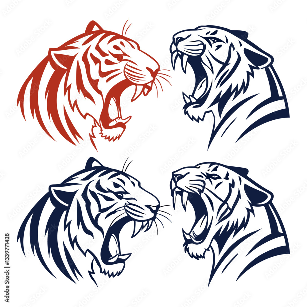 Obraz premium Tiger silhouette bundle vector design