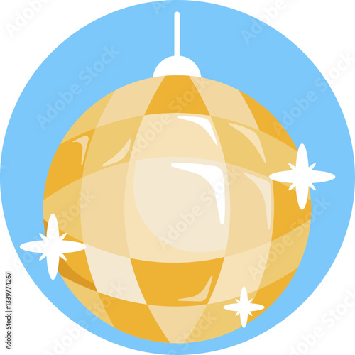 A sparkling, rotating sphere with reflective mirrors, often seen at dance parties or nightclubs.