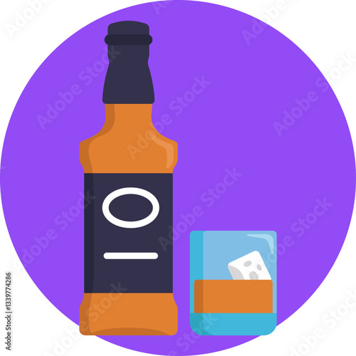 A whisky bottle and glass, representing the bar experience in a nightlife setting.