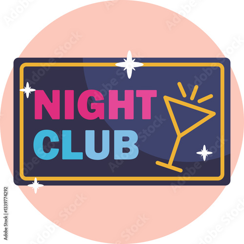 A symbol representing the entrance or branding of a night club with glowing lights.