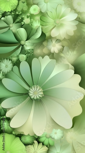 A Delicate Floral Pattern with Soft Green Flowers
