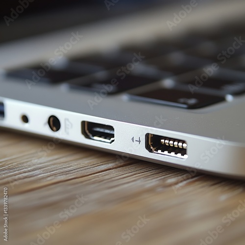 Wallpaper Mural Close-up of a laptop's modern 3.5mm headphone jack. Technology concept. Torontodigital.ca