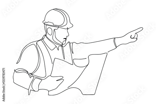 Engineer Architect Blueprint Construction Site Supervision Design Plan Direction Guidance Safety Hel