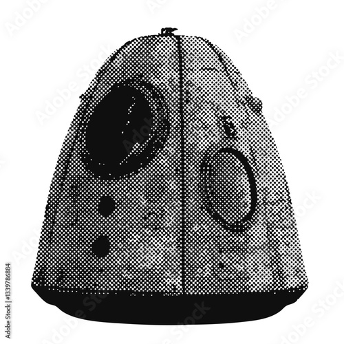 space pod halftone grunge vector design element
