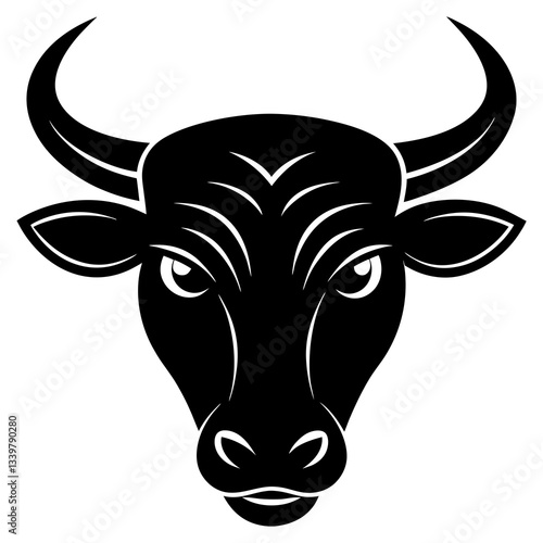 bull head simple black silhouette, Black silhouette vector icon, silhouette illustration