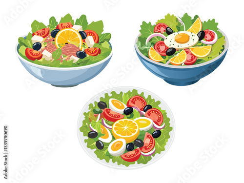 vector illustration of a Salade Niçoise