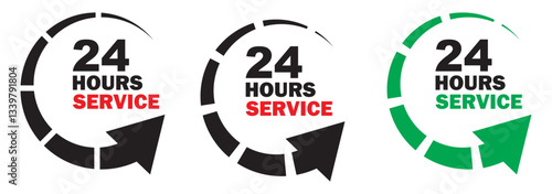 24 hour service icon. 24 hours icon. 24 hours order execution or delivery service icon. 24 hours icon flat style on a white background.