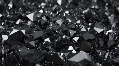Abstract Black Crystal Formation: A Digital Art Piece