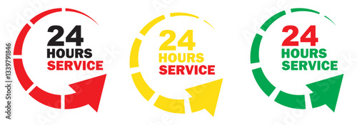 24 hour service icon. 24 hours icon. 24 hours order execution or delivery service icon. 24 hours icon flat style on a white background.