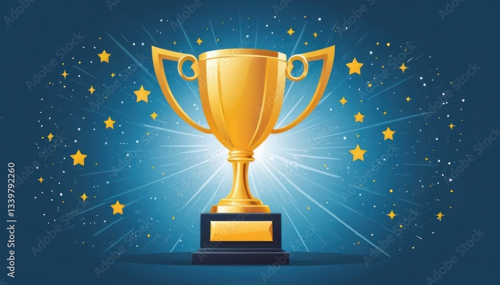 Simple vector of a trophy with stars around it Simple vector of a trophy with stars around it