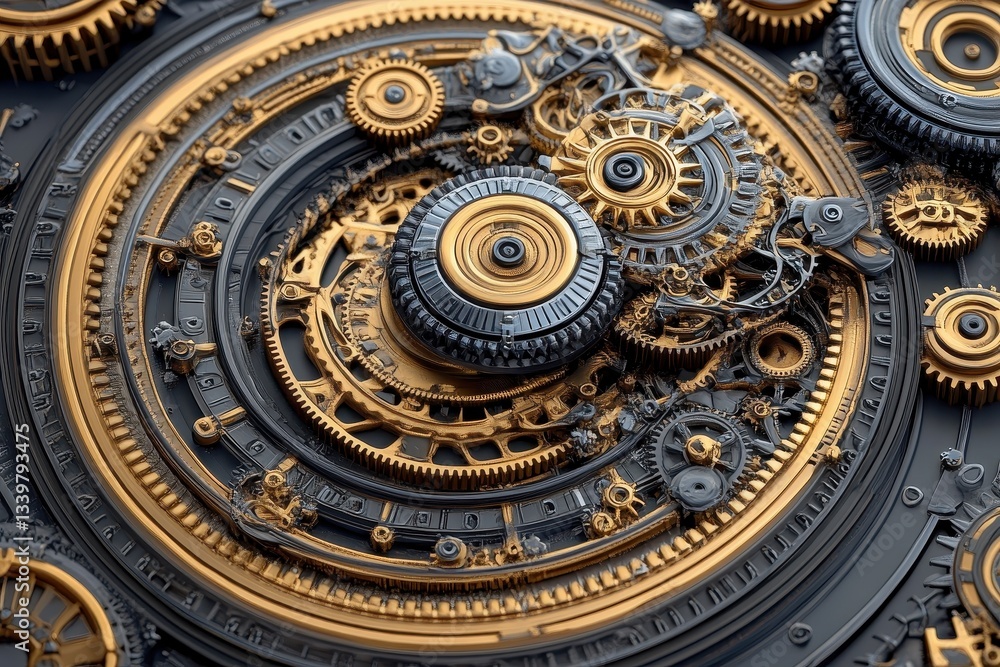 Fototapeta premium A detailed view of complex clockwork mechanism engineering marvel