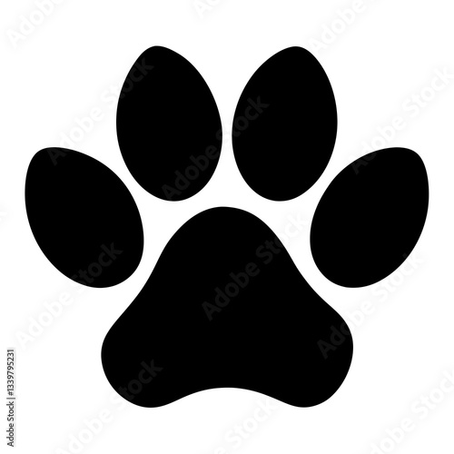 paw simple black silhouette, Black silhouette vector icon, silhouette illustration