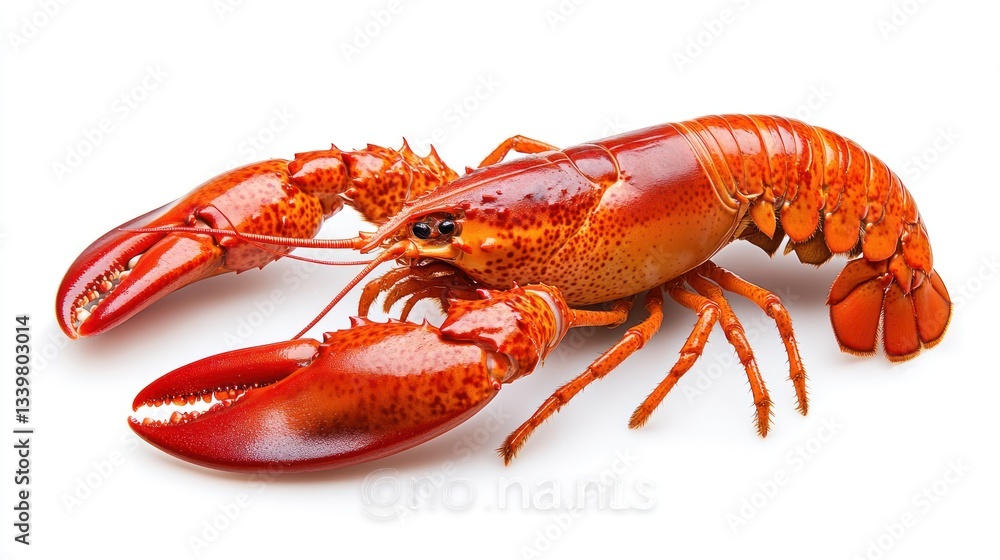 A Vivid Red Lobster, Isolated on a Pristine White Background A Vivid Red Lobster, Isolated on a Pristine White Background