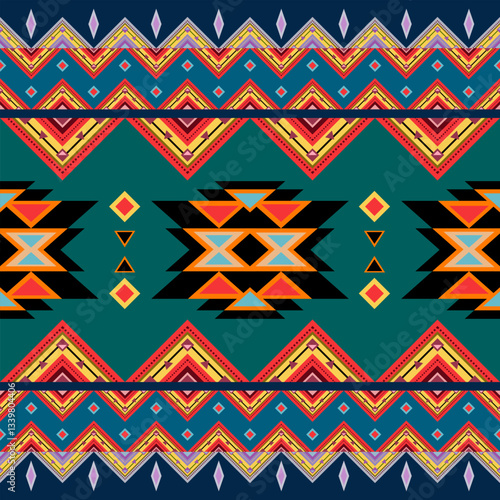 Abstract ethnic geometric pattern design for background or wallpaper.
