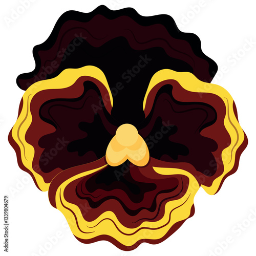 icon of an open bud of a yellow pansy flower, for various designs